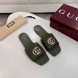 Gucci Women's Olive Green GG Slide Sandals